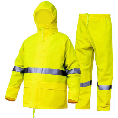 Il rivestimento di riciclaggio impermeabile riflettente delle donne con Hood Motorcycle Outdoor Riding Split alto Vis Rain Suit