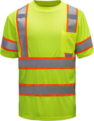 La classe 3 Polo Shirt Work Hi Vis dell'ANSI calcina gli uomini riflettenti verdi delle magliette