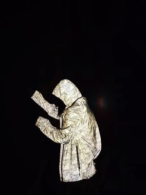 Forte tessuto elastico riflettente luminoso d'argento alto Vis Jacket Material EN20471 ANSI107