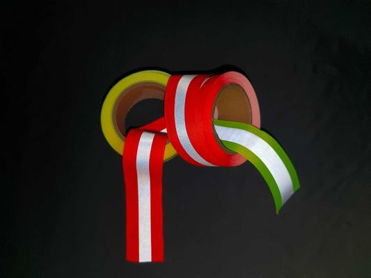 Sicurezza riflettente verde fluorescente arancio del nastro del nastro con nastro adesivo riflettente tessuto film riflettente del trasferimento di calore