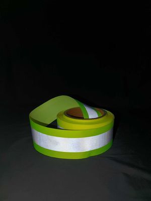 Nastro riflettente alti 5cm leggeri del tessuto della tessitura di verde riflettente fluorescente del nastro