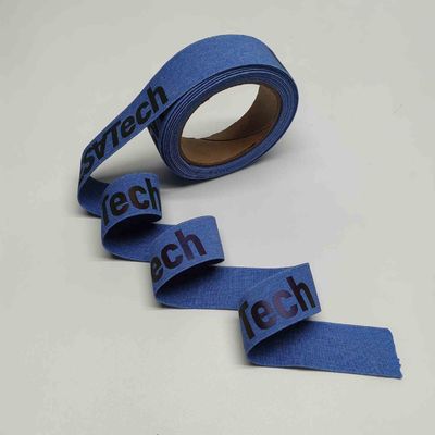 Materiale di tela elastico riflettente di cotone blu riciclata per la cintura della borsa