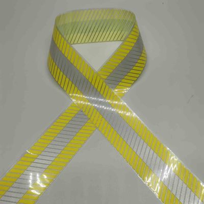Twill Stripes Silver Yellow Reflective Heat Transfer Film Autoadesivo per abbigliamento abbigliamento da lavoro